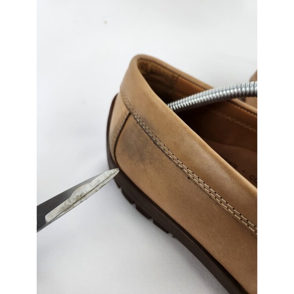 Mens Ecco Tan Brown Genuine Handsewn Leather Driving Moccasins Loafers 46 Sz 12‎ - Picture 5 of 16